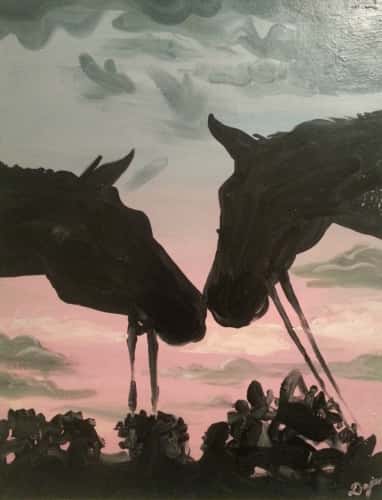 Sunset Romance by Horses