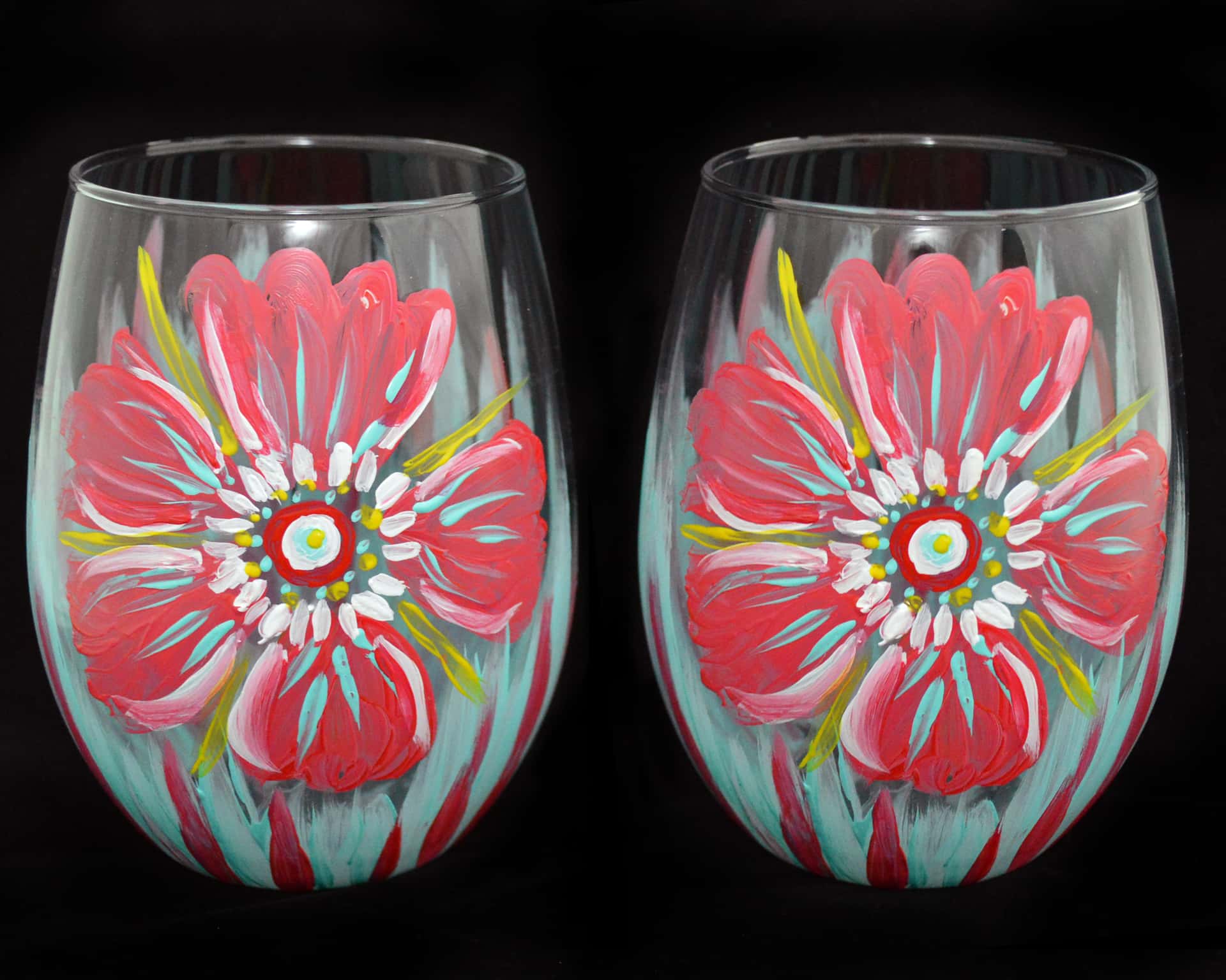 Bright Poppy Stemless Glasses