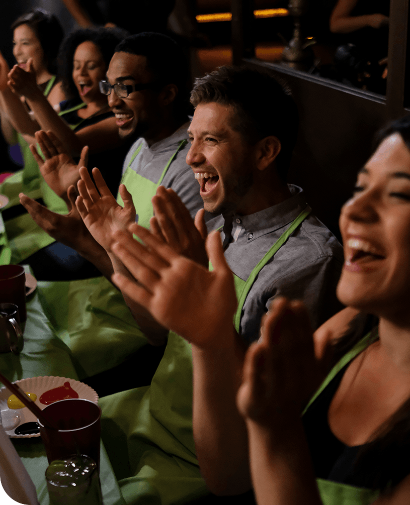 Private paint & sip party and corporate events group enjoying custom Paint Nite experience with professional host