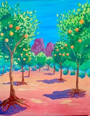 Orange Tree Grove - Paint and sip event at The Silver Key Lounge in Mesa, AZ - PaintNite.com