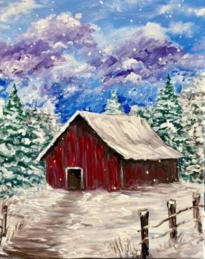 Peaceful Winter Barn - Paint Nite event in Sweetwater, TN