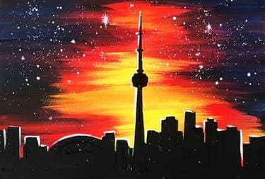 Night Toronto II - Paint and sip event at Tracks Brew Pub - Downtown Brampton in Brampton, ON - PaintNite.com