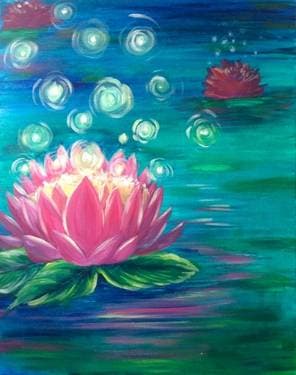 Lotus Firefly Glow - Paint and sip event at Diana's Oyster Bar - Markham in Markham, ON - PaintNite.com