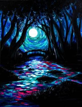 Luna Lit River - Paint and sip event at Buffalo Bobs Canadian Pub in Calgary, AB - PaintNite.com