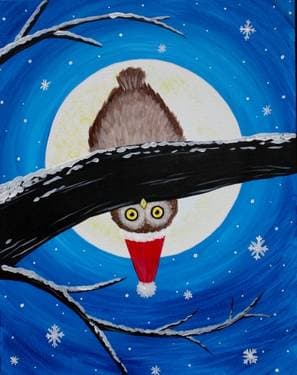 Hello Holiday Owl - Paint and sip event at Abbey Burger  HDG in HaVRE DE GRACE, MD - PaintNite.com