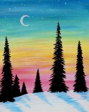 Bright Winter Sky - Paint Nite event in Chico, CA