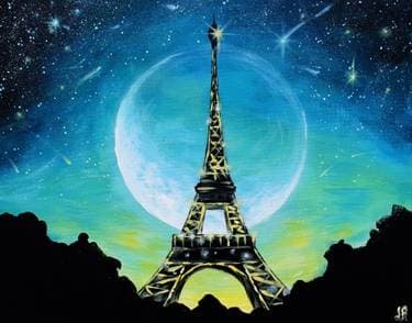 Moonlit Glowing Paris - Paint and sip event at AC Hotel Minneapolis Downtown in Minneapolis, MN - PaintNite.com