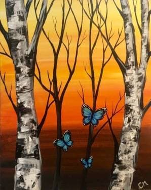 Birches and Butterflies - Paint and sip event at King Cong Brewing Company in SACRAMENTO, CA - PaintNite.com