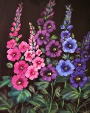 Heirloom Hollyhocks - Paint and sip event at Cadillac Jacks  in BLOOMINGTON, IL - PaintNite.com