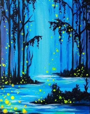 Mystical Firefly Forest - Paint and sip event at Echo Park Pitfire Pizza  in Los Angeles , CA - PaintNite.com