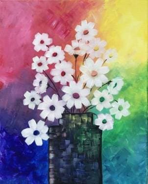 Rainbow Daisy Bouquet - Paint Nite event in Edmonton, AB