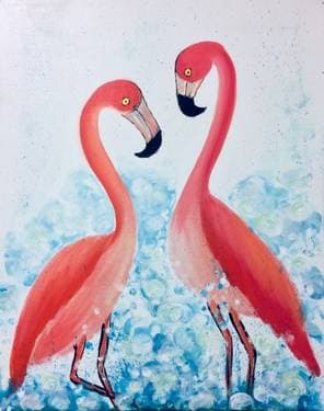 Flamingos Splash Dance - Paint and sip event at 730 Tavern in Cambridge, MA - PaintNite.com