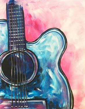 Electric Blue Guitar - Paint and sip event at Kickback on Fulton in Peoria, IL - PaintNite.com