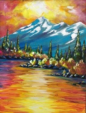 Blue Mountain Sunset - Paint and sip event at Feral Public House - Heathen in Vancouver, WA - PaintNite.com