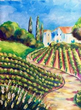 Rolling Vineyard Hills - Paint and sip event at LuLu Island Winery in Richmond, BC - PaintNite.com