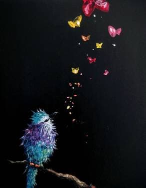 Bird and Butterflies - Paint and sip event at Birchwood Grill in Kenosha, WI - PaintNite.com