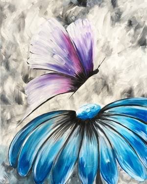 Flower and Butterfly - Paint and sip event at Waterman Brewing Company in Elk Grove , CA - PaintNite.com