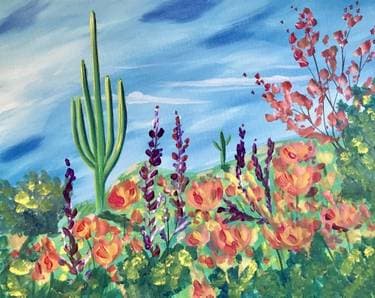 Blooming Desert - Paint and sip event at Urban 360 Pizza Grill and Tap House in Albuquerque, NM - PaintNite.com