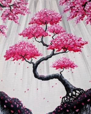 Bonsai Blossom Falls - Paint and sip event at Tracks Brew Pub - Downtown Brampton in Brampton, ON - PaintNite.com