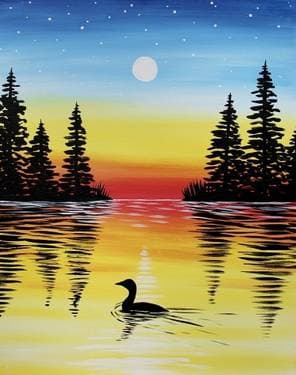 Loon on the Lake - Paint and sip event at Buffalo Bobs Canadian Pub in Calgary, AB - PaintNite.com