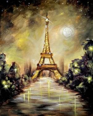 Golden Paris Hour - Paint and sip event at Pitfire Artisan Pizza Pasadena in Pasadena, CA - PaintNite.com