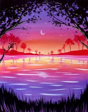 Magic Moonrise - Paint and sip event at Canadian Brewhouse in Richmond, BC - PaintNite.com
