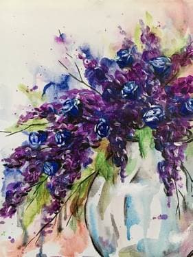 Blue Roses Bouquet - Paint and sip event at Mr Mikes Steakhouse in Saskatoon, SK - PaintNite.com
