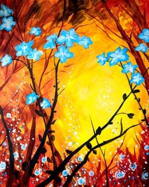Blue Flowers and MAGIC!!! - Paint and sip event at The Pickle Barrel in Brampton, ON - PaintNite.com