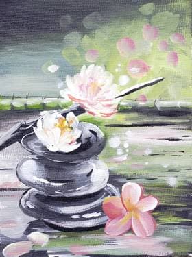 Zen Pink Flowers - Paint Nite event in Winnipeg, MB