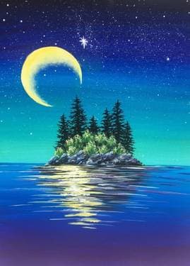 Moonlit Island - Paint and sip event at Vince's Pasta & Pizza Palmdale in Palmdale, CA - PaintNite.com