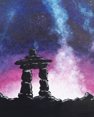Pink Galaxy Inukshuk - Paint and sip event at Legion 631 in Kingston, ON - PaintNite.com
