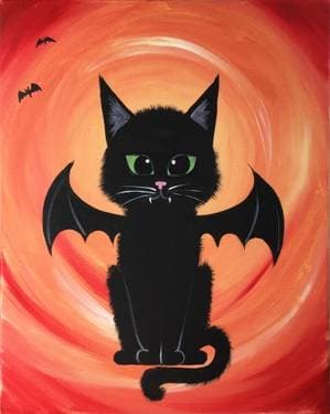 Bat Cat - Paint and sip event at Birchwood Grill in Kenosha, WI - PaintNite.com