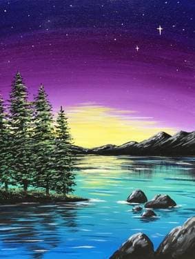 Teal Lake Twilight - Paint and sip event at Kellys Orchard in Pointe-Claire, QC - PaintNite.com
