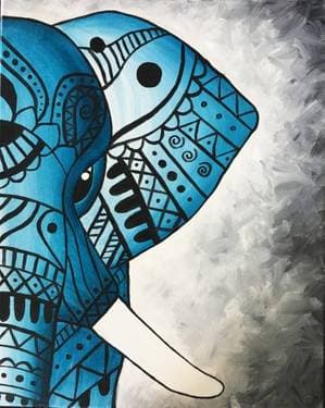 Tribal Teal Elephant - Paint and sip event at El Torito in Woodland Hills in Woodland Hills, CA - PaintNite.com