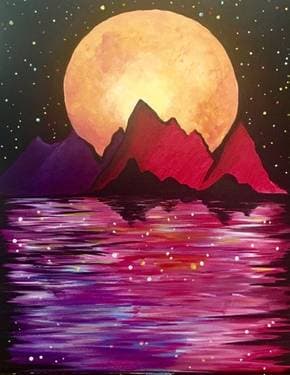Red Rock Midnight Moon - Paint Nite event in Chico, CA