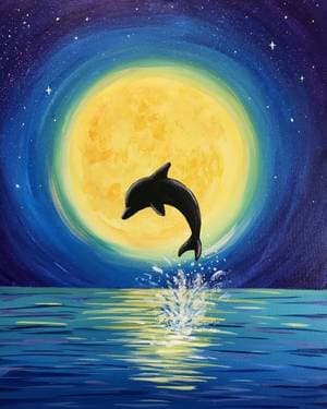 Moonlight Dolphin Dance - Paint Nite event in Los Angeles , CA