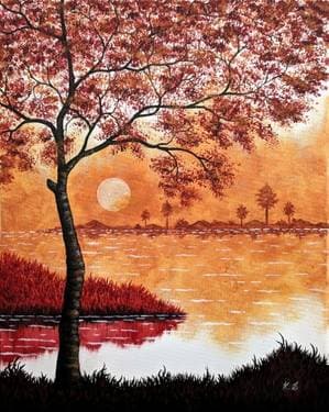Morning Autumn Mist - Paint Nite event in Tacoma, WA