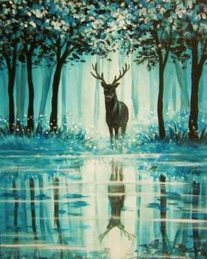 Misty Teal Forest - Paint Nite event in Calgary, AB