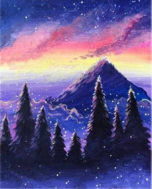 Dreamy Mountain - Paint and sip event at Buffalo Bobs Canadian Pub in Calgary, AB - PaintNite.com