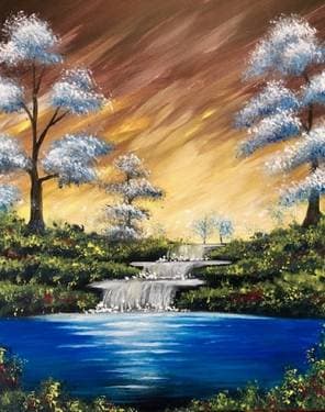 Blue Waterfalls - Paint and sip event at Parktown Pizza Company Milpitas in Milpitas, CA - PaintNite.com