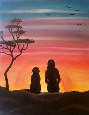 Best Friends at Sunset - Paint and sip event at Sidelines Sports Bar & Grill - Glen Burnie in Glen Burnie, MD - PaintNite.com