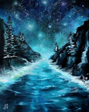 Cold Starry Night - Paint and sip event at Dave & Busters in Virginia Beach, VA - PaintNite.com