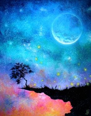 Dreamy Moonlit Sunset - Paint and sip event at Echo Park Pitfire Pizza  in Los Angeles , CA - PaintNite.com