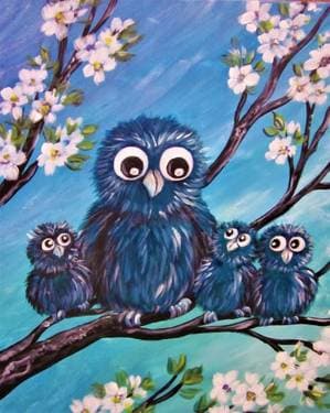 Three Hoots for Mom - Paint and sip event at Swirl Cafe & Games in Edmonton, AB - PaintNite.com