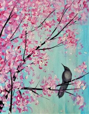 Spring Songbird - Paint and sip event at ZERO DRY Cocktail Bar Inc. in Toronto, ON - PaintNite.com
