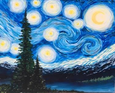 Starry Mountain Night - Paint Nite event in Markham, ON