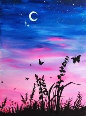 Butterfly Twilight II - Paint and sip event at Ravens Ring Brewing Company in Anchorage, AK - PaintNite.com
