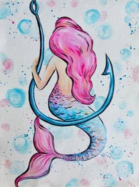 Pink and Blue Mermaid - Paint Nite event in Saskatoon, SK