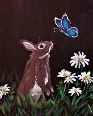 Bunny Meets Butterfly - Paint Nite event in Lincoln, RI