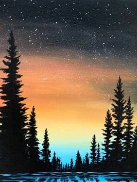 Sunset Pine Silhouette - Paint and sip event at Big Bear Cafe in Washington, DC - PaintNite.com